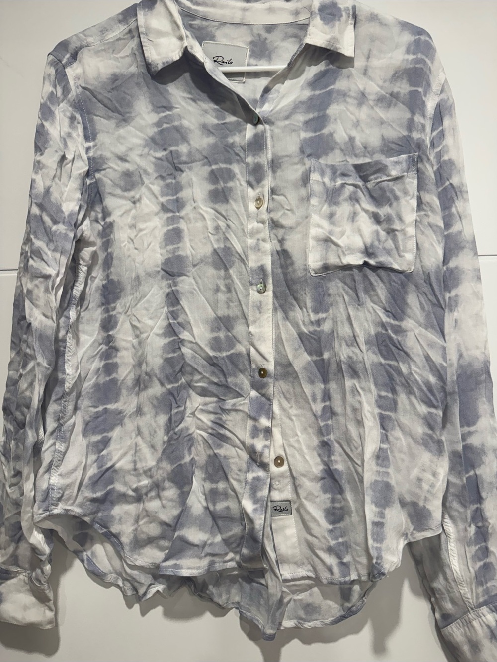 Rails Blue and White Tie-Dye Button Down Shirt